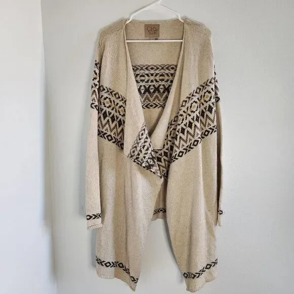 𝅺CHASER  Western Waterfall Draping Open Cardigan Cotton Blend - Picture 6 of 6